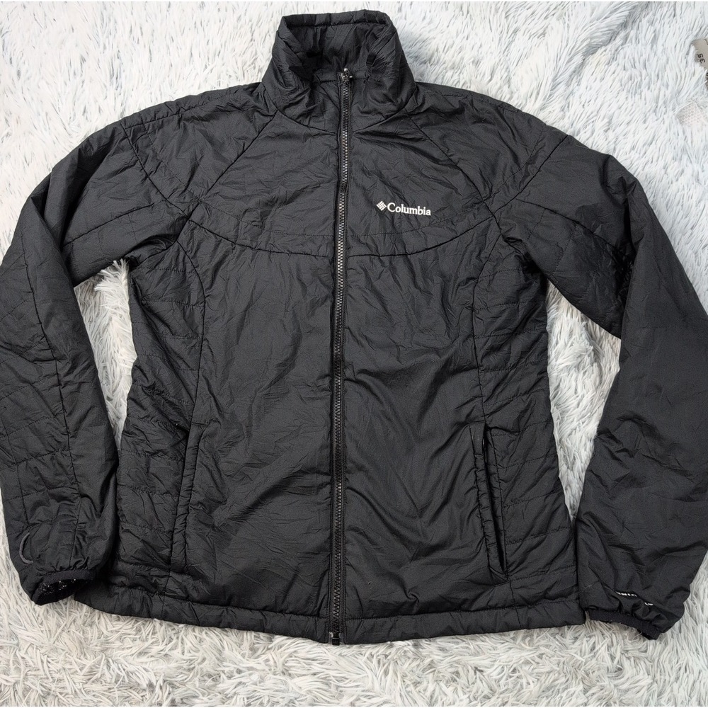 Columbia Jacket Womens M Black Omni Heat Interchange Zip Up Pockets Active